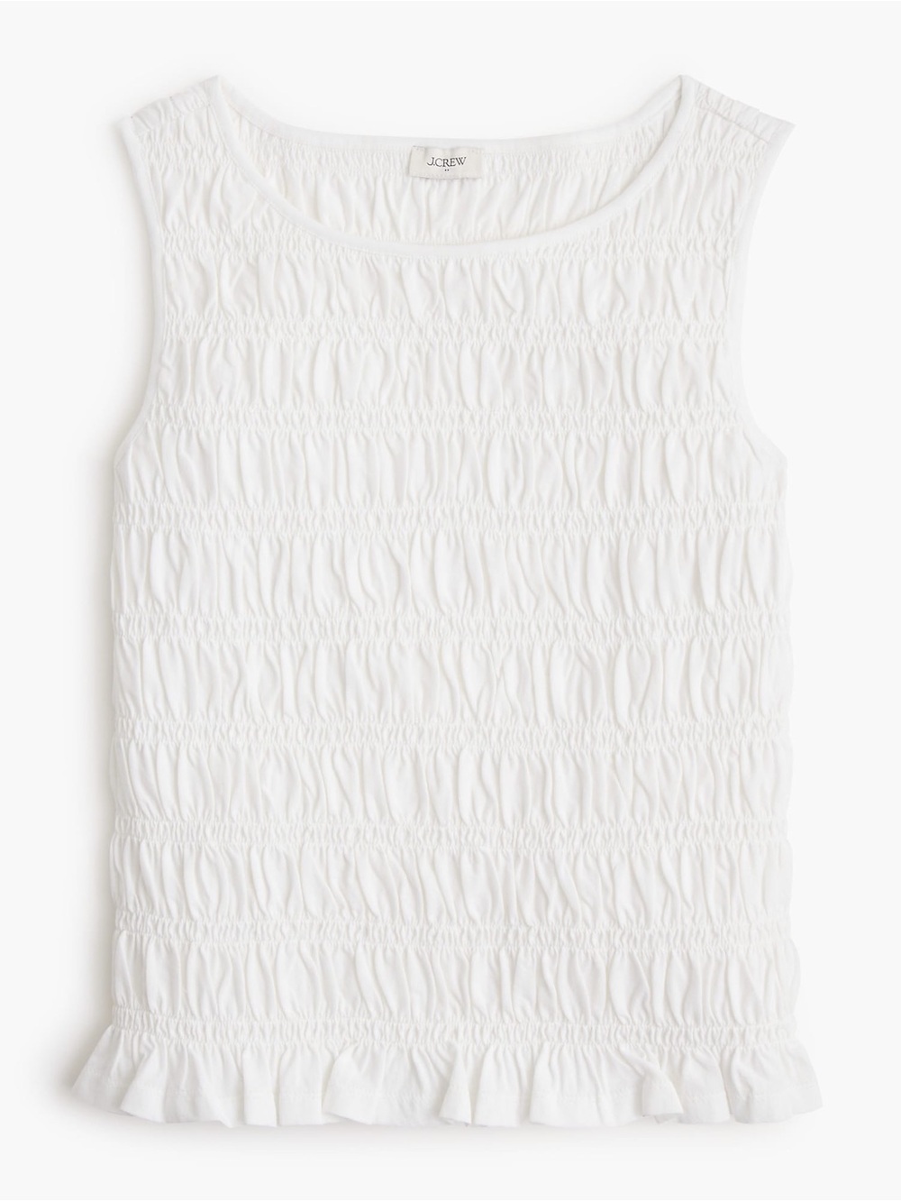 J. Crew White Smocked Tank Top with Ruffled Hem - Picture 4 of 5